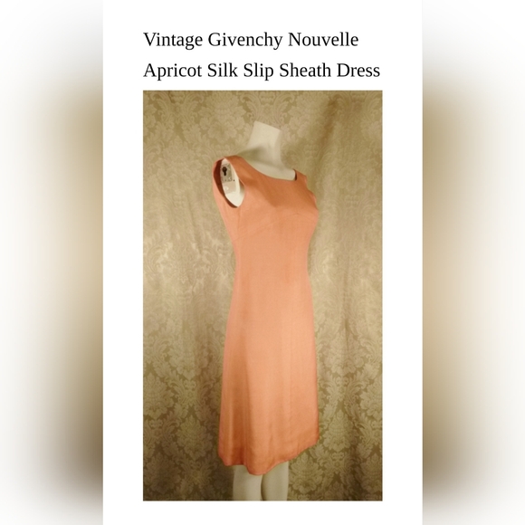 Vintage Givenchy Nouvelle Pastel Apricot Peach Silk Slip Sheath Dress - Picture 3 of 11